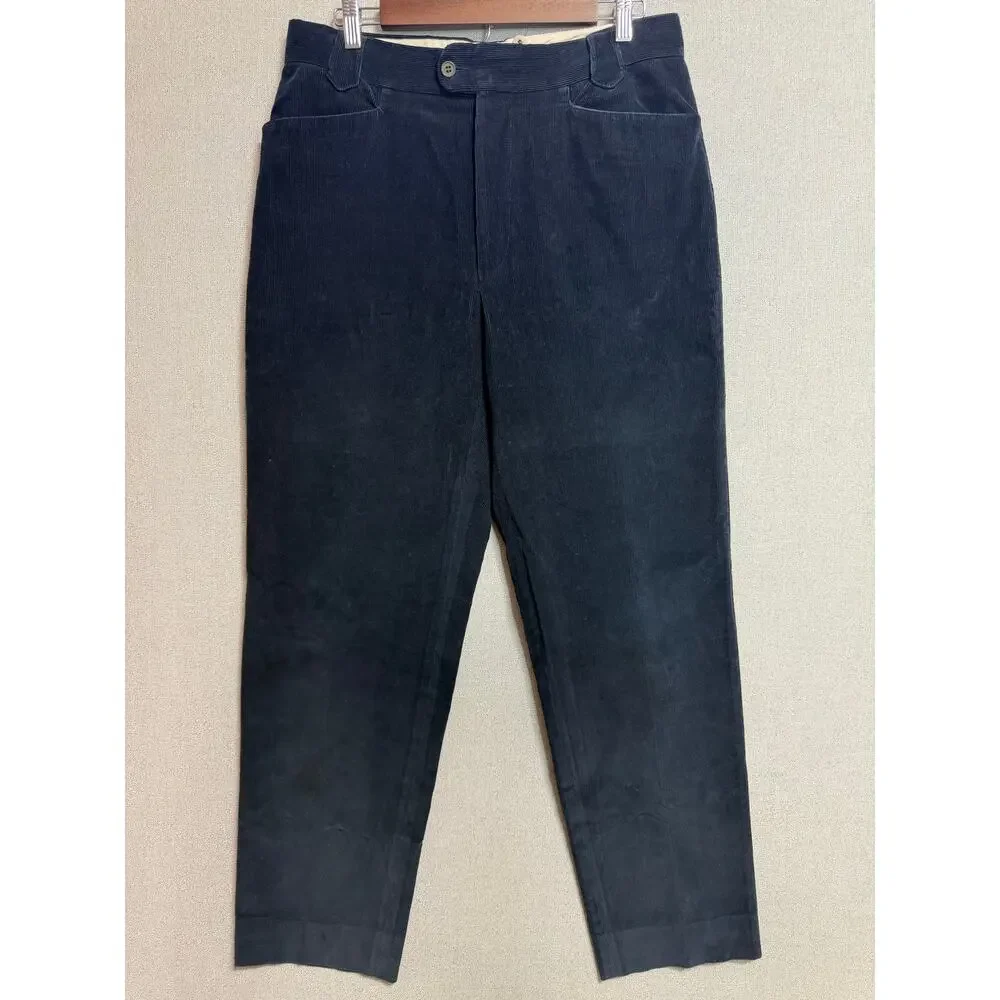 VTG‎ Gucci Corduroy Trousers Mens 52 Italy Navy OPTI Zip Designer Tailored 33x31